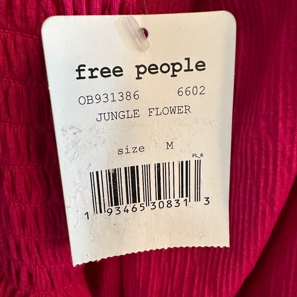 NWT FREE PEOPLE Smocked Hot Pink Top, Medium - Picture 7 of 8